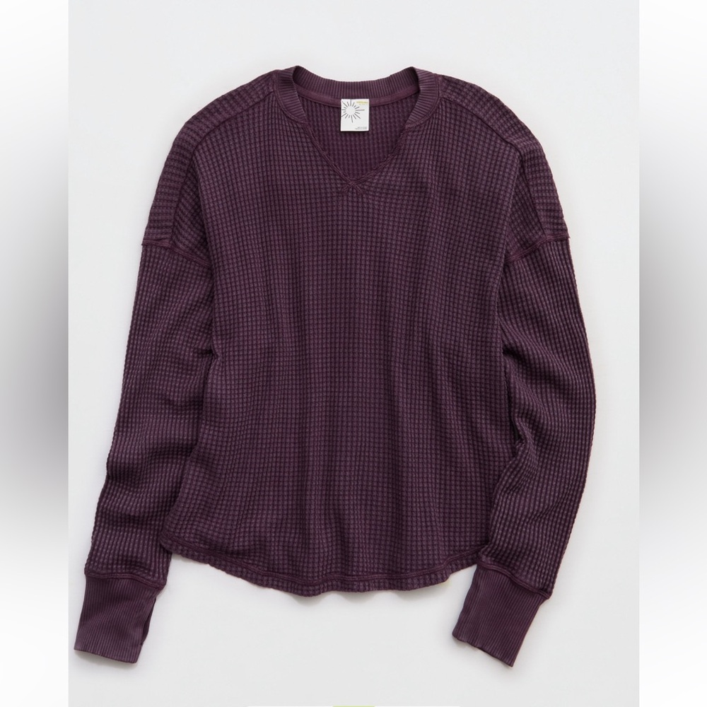 Aerie waffle notch neck long sleeve t-shirt NWOT